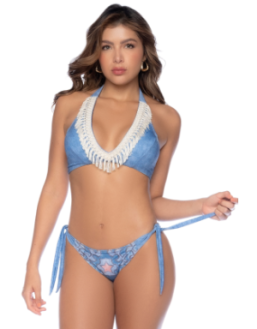 Bikini Denim Bohème avec Franges