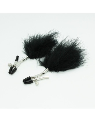Pinces à seins avec plumes noires
