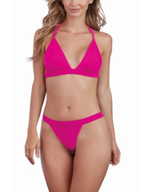 Ensemble magenta jersey et dentelle