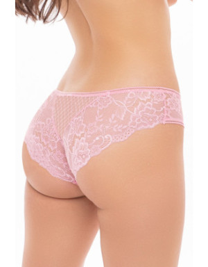Culotte en dentelle et fine résille rose