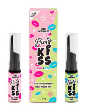 Gels pour Sexe Oral Fraise & Menthe  Flirty Kiss 2×8 gr Secret Play