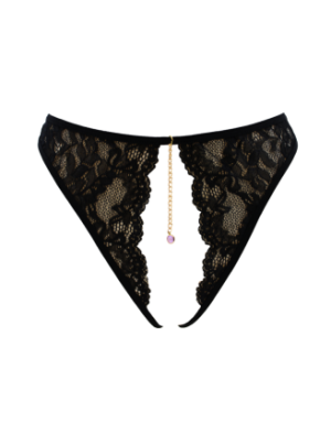 String noir avec bijou couleur aléatoire et chaîne dorée