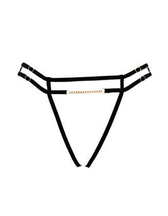 String noir avec bijou couleur aléatoire et chaîne dorée