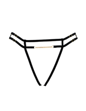 String noir avec bijou couleur aléatoire et chaîne dorée