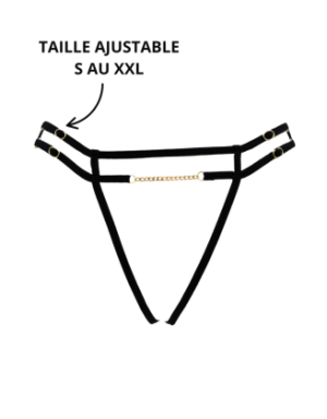 String noir avec bijou couleur aléatoire et chaîne dorée