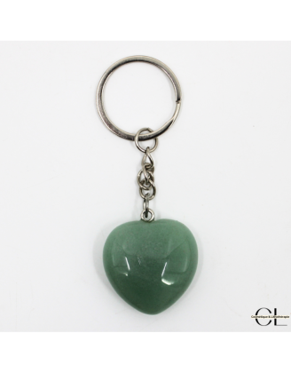 Porte-clefs avec pierre naturelle Aventurine Verte A 30mm en forme de coeur