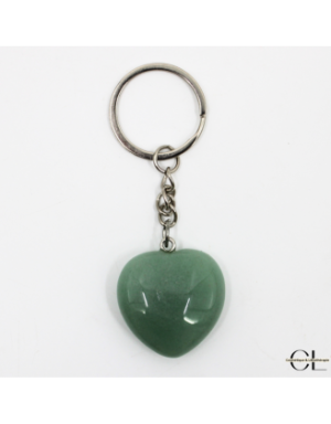 Porte-clefs avec pierre naturelle Aventurine Verte A 30mm en forme de coeur