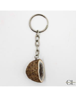 Porte-clefs avec pierre naturelle Géode Agate brute 3cm