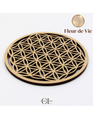 Plaque Fleur de Vie Sculptée Bois 10cm