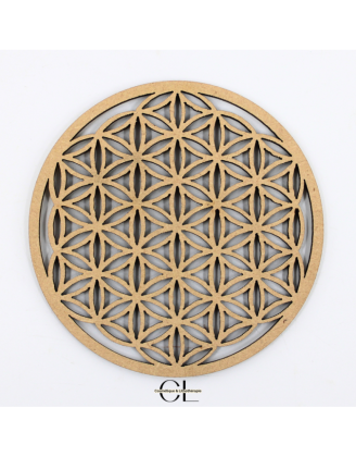 Plaque Fleur de Vie Sculptée Bois 10cm