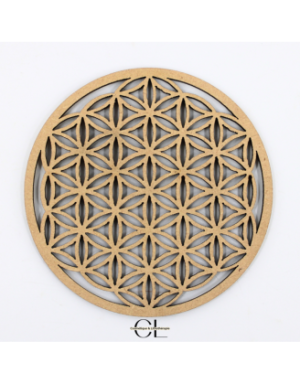 Plaque Fleur de Vie Sculptée Bois 10cm