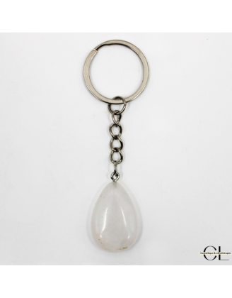 Porte-clefs en pierre naturelle Cristal de Roche A 30mm en forme de goutte