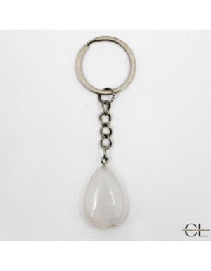 Porte-clefs en pierre naturelle Cristal de Roche A 30mm en forme de goutte