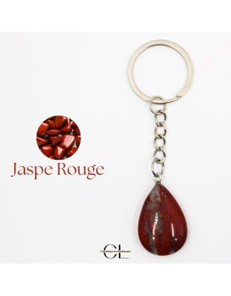Porte-clefs avec pierre naturelle Jaspe Rouge AB 30mm en forme de goutte