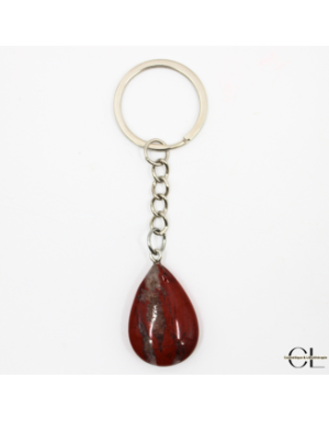 Porte-clefs avec pierre naturelle Jaspe Rouge AB 30mm en forme de goutte