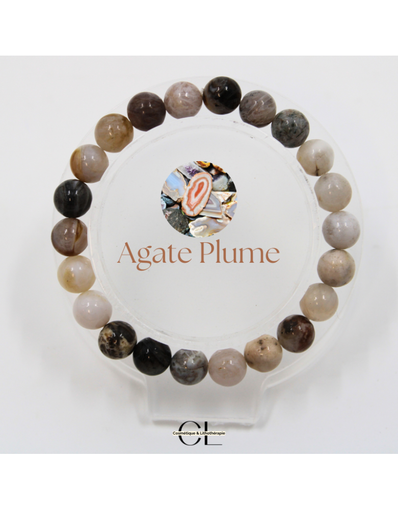 Bracelet en pierres naturelles Agate Plume AB 8mm