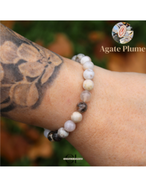 Bracelet en pierres naturelles Agate Plume AB 8mm