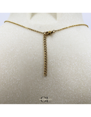 Collier chaine en acier inoxydable doré  avec pierre Améthyste A et Croix