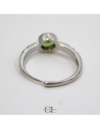 Bague en cuivre blanc ajustable facetté Péridot AA