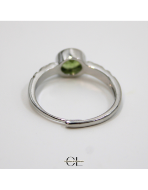 Bague en cuivre blanc ajustable facetté Péridot AA