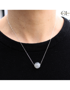 Collier en argent 925  avec pierre Labradorite A Boule 12mm