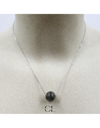 Collier en argent 925  avec pierre Labradorite A Boule 12mm