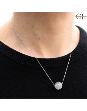 Collier en argent 925  avec pierre Labradorite A Boule 12mm