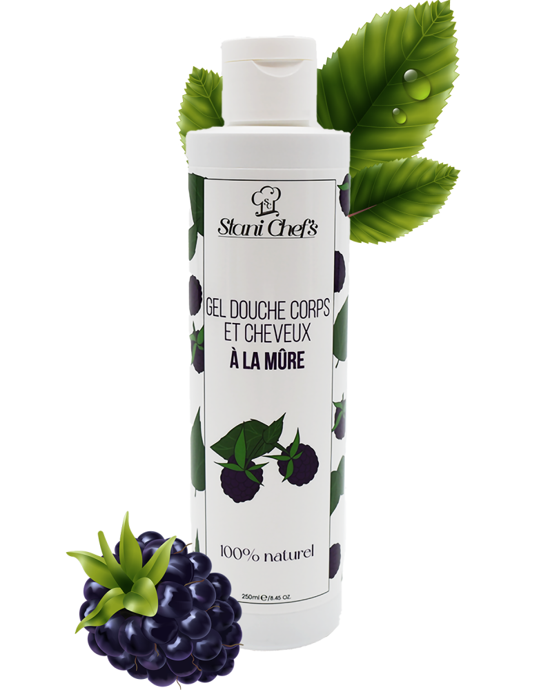 2 en 1 Gel douche corps et shampoing à la mûre - 250ml 100% naturel