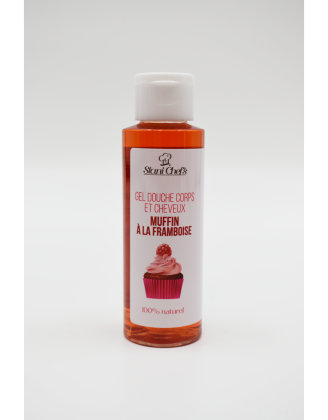 2 en 1 Gel douche corps et shampoing - Muffin à la framboise - 100ml 100% naturel - Format voyage