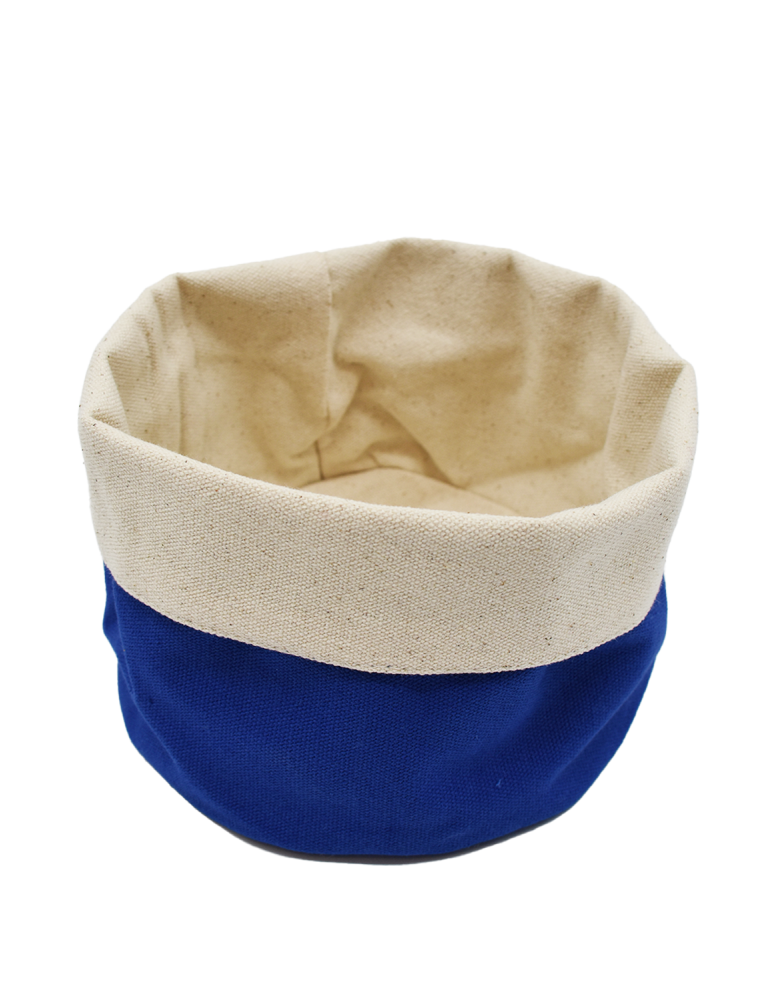 Panier en tissu - Bleu et beige