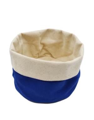 Panier en tissu - Bleu et beige
