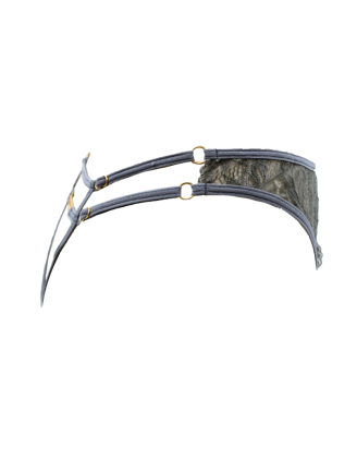 String gris avec bijou couleur aléatoire et chaîne dorée