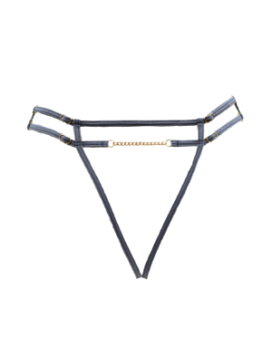 String gris avec bijou couleur aléatoire et chaîne dorée