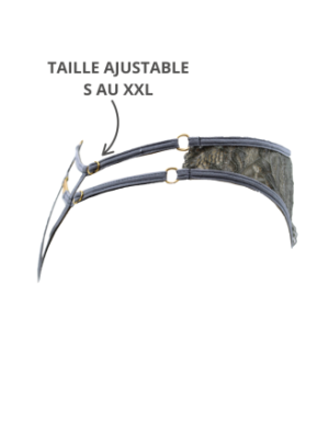 String gris avec bijou couleur aléatoire et chaîne dorée