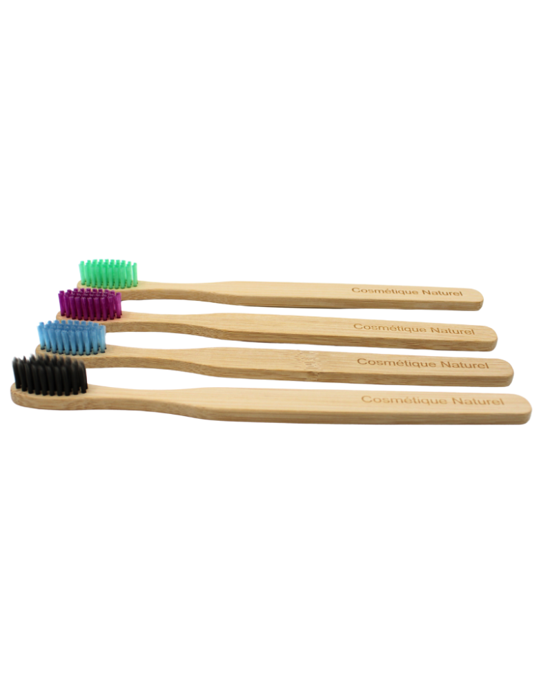 Lot de 4 Brosses à Dents en Bambou Colorées et Biodégradables