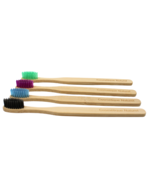 Lot de 4 Brosses à Dents en Bambou Colorées et Biodégradables
