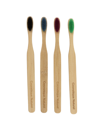 Lot de 4 Brosses à Dents en Bambou Colorées et Biodégradables