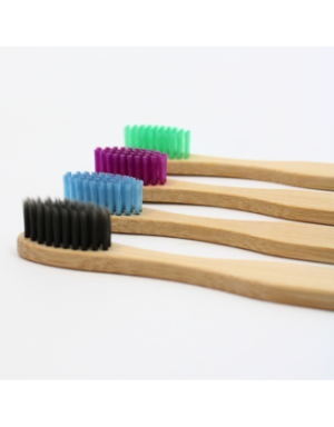 Lot de 4 Brosses à Dents en Bambou Colorées et Biodégradables