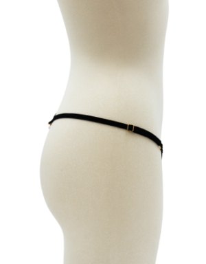 String noir avec bijou perle & strass dorés