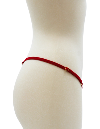 String rouge avec bijou perle & strass dorés