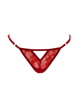 String rouge avec bijou perle & strass dorés