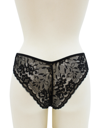 Culotte noire en dentelle avec nœud en satin