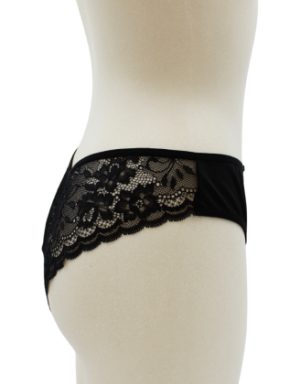 Culotte noire en dentelle avec nœud en satin