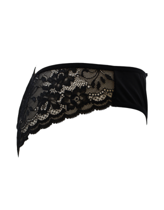 Culotte noire en dentelle avec nœud en satin