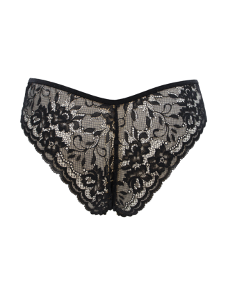 Culotte noire en dentelle avec nœud en satin