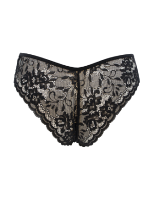 Culotte noire en dentelle avec nœud en satin