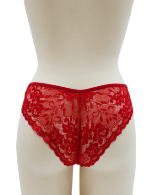 Culotte rouge en dentelle avec nœud en satin