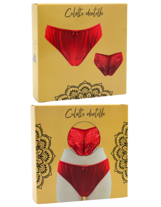 Culotte rouge en dentelle avec nœud en satin