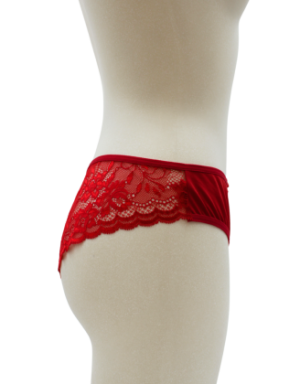 Culotte rouge en dentelle avec nœud en satin