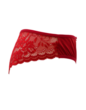 Culotte rouge en dentelle avec nœud en satin